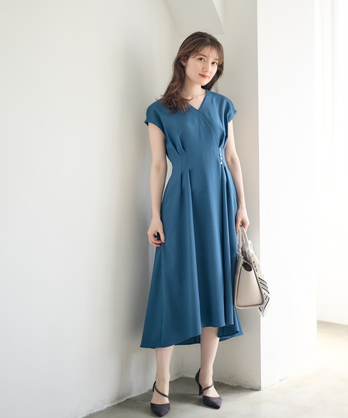 12Twelve Agenda(トゥエルブ アジェンダ)の「カシュクールブッチャーワンピース(ワンピース・レディース・ブルーグリーン/ライトグレー/ベージュ・M)」の15枚目の写真