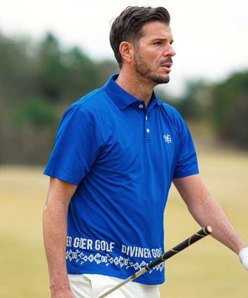 DIVINER GOLF】裾ループロゴポロシャツ メンズ ゴルフウェア 半袖 襟