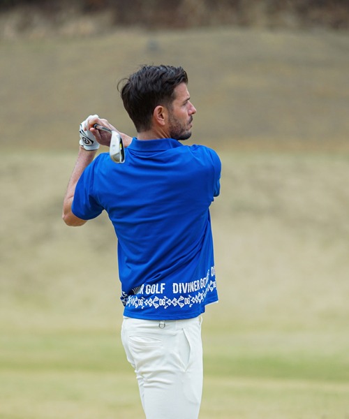 DIVINER GOLF(ディバイナー ゴルフ)の「【DIVINER GOLF】裾ループロゴポロシャツ メンズ ゴルフウェア 半袖 襟付き シャツ 春服(ゴルフグッズ・メンズ・ブルー/ホワイト・M/L/XL/XXL)」の13枚目の写真