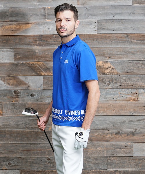 DIVINER GOLF】裾ループロゴポロシャツ メンズ ゴルフウェア 半袖 襟