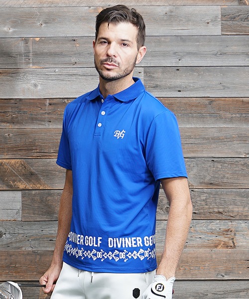 DIVINER GOLF(ディバイナー ゴルフ)の「【DIVINER GOLF】裾ループロゴポロシャツ メンズ ゴルフウェア 半袖 襟付き シャツ 春服(ゴルフグッズ・メンズ・ブルー/ホワイト・M/L/XL/XXL)」の15枚目の写真