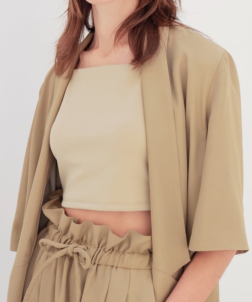 DRESSLAVE（ドレスレイブ）の「relaxy half sleeve jacket(リラクシーハーフスリーブジャケット)（ノーカラージャケット・レディース・ホワイト・38）」の10枚目の写真