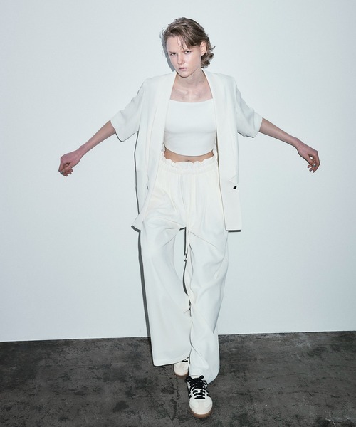 DRESSLAVE（ドレスレイブ）の「relaxy half sleeve jacket(リラクシーハーフスリーブジャケット)（ノーカラージャケット・レディース・ホワイト・38）」の18枚目の写真