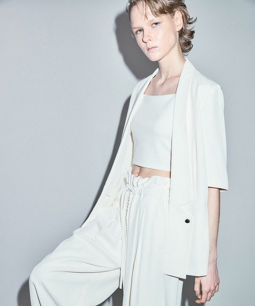 DRESSLAVE（ドレスレイブ）の「relaxy half sleeve jacket(リラクシーハーフスリーブジャケット)（ノーカラージャケット・レディース・ホワイト・38）」の19枚目の写真