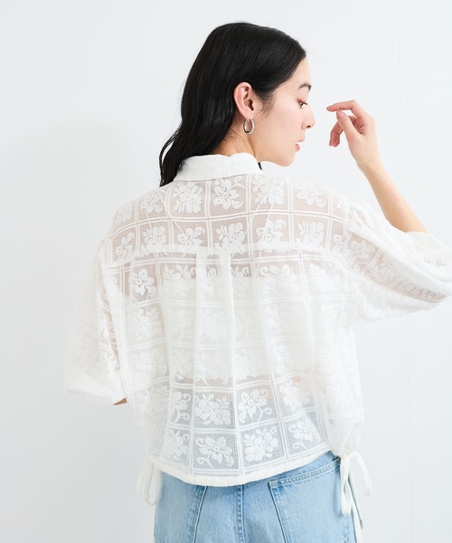 VIS(ビス)の「ドロストボリュームスリーブシャツ(レース・無地)(シャツ/ブラウス・レディース・ホワイト/サックスブルー/ブラック系その他/ホワイト系その他・FREE)」の22枚目の写真