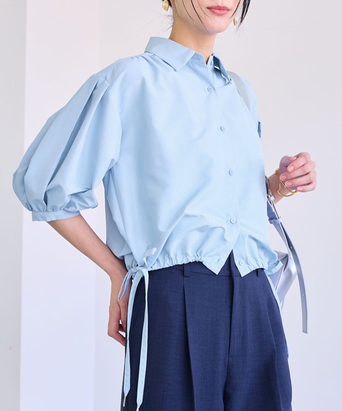 VIS(ビス)の「ドロストボリュームスリーブシャツ(レース・無地)(シャツ/ブラウス・レディース・ホワイト/サックスブルー/ブラック系その他/ホワイト系その他・FREE)」の5枚目の写真