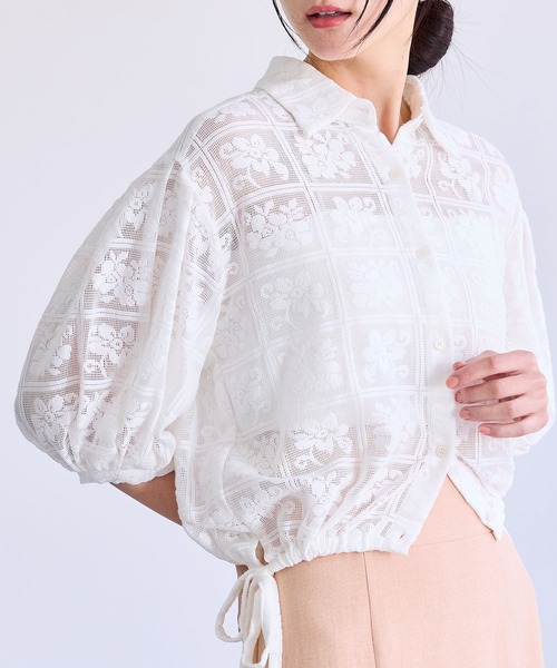 VIS(ビス)の「ドロストボリュームスリーブシャツ(レース・無地)(シャツ/ブラウス・レディース・ホワイト/サックスブルー/ブラック系その他/ホワイト系その他・FREE)」の13枚目の写真