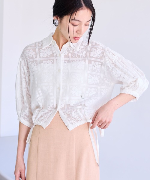 VIS(ビス)の「ドロストボリュームスリーブシャツ(レース・無地)(シャツ/ブラウス・レディース・ホワイト/サックスブルー/ブラック系その他/ホワイト系その他・FREE)」の14枚目の写真