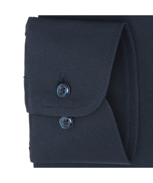 TOKYO SHIRTS（トウキョウシャツ）の「形態安定ノーアイロン ボタンダウン 長袖ストレッチビジネスワイシャツ（ビジネスシャツ・メンズ・ネイビー・首回り39cm-裄丈80cm/首回り39cm-裄丈84cm/首回り41cm-裄丈82cm/首回り41cm-裄丈86cm/首回り42cm-裄丈82cm/首回り42cm-裄丈86cm/首回り43cm-裄丈82cm/首回り43cm-裄丈86cm/首回り37cm-裄丈80cm/首回り37cm-裄丈84cm）」の3枚目の写真