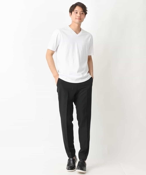 a.v.v（アーヴェヴェ）の「【接触冷感/ジャケイン】シルケットスムースＶネックＴシャツ【UVカット/綿100％】（Tシャツ/カットソー・メンズ・ライトグレー/ホワイト/チャコールグレー・50/46/48/44）」の5枚目の写真