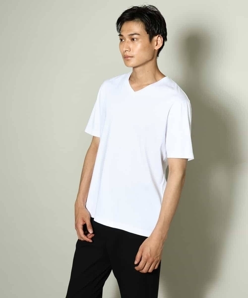 a.v.v（アーヴェヴェ）の「【接触冷感/ジャケイン】シルケットスムースＶネックＴシャツ【UVカット/綿100％】（Tシャツ/カットソー・メンズ・ライトグレー/ホワイト/チャコールグレー・50/46/48/44）」の19枚目の写真