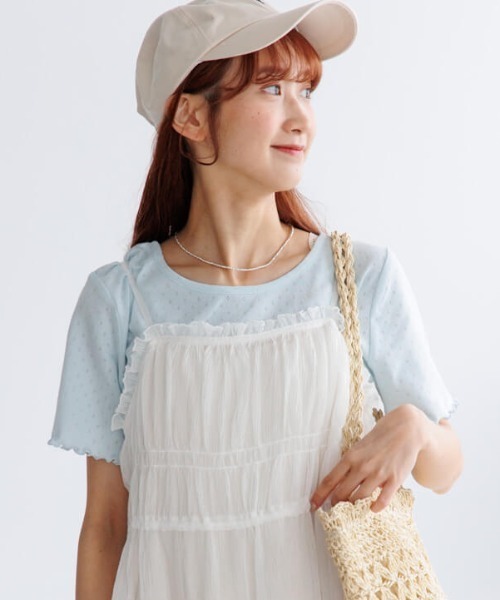 flower（フラワー）の「プチレースティーズ3（Tシャツ/カットソー・レディース・ホワイト/ブルー/イエロー・FREE）」の2枚目の写真