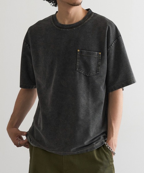 MAGASIN DE MODE Brew(マガジンデモードブリュー)の「【MAGASIN DE MODE Brew】NSカットデニムポケット付Tシャツ MNY(Tシャツ/カットソー・メンズ・ブルー/ブラック・M/L/2L)」の1枚目の写真