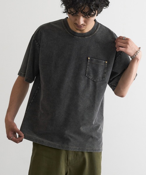 MAGASIN DE MODE Brew(マガジンデモードブリュー)の「【MAGASIN DE MODE Brew】NSカットデニムポケット付Tシャツ MNY(Tシャツ/カットソー・メンズ・ブルー/ブラック・M/L/2L)」の5枚目の写真