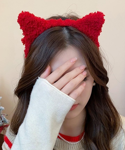 c.u.l(シーユーエル)の「ハロウィン ねこみみ もこもこ カチューシャ ヘアバンド cula1161(カチューシャ・レディース・ライトブラウン/ブラック/レッド・FREE)」の3枚目の写真