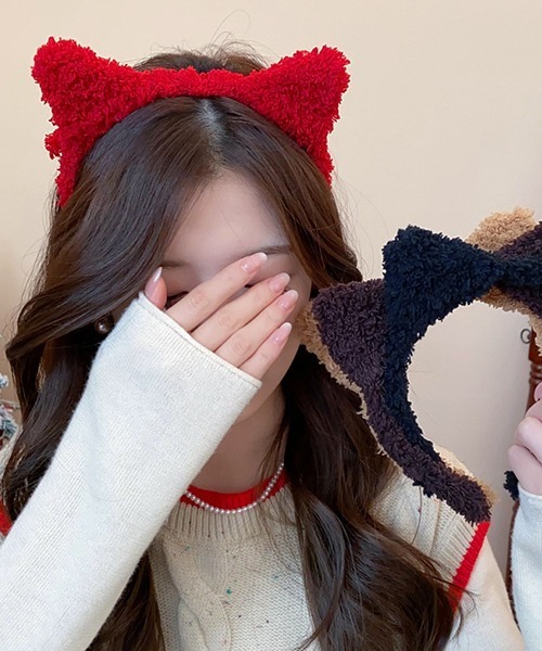 c.u.l(シーユーエル)の「ハロウィン ねこみみ もこもこ カチューシャ ヘアバンド cula1161(カチューシャ・レディース・ライトブラウン/ブラック/レッド・FREE)」の4枚目の写真