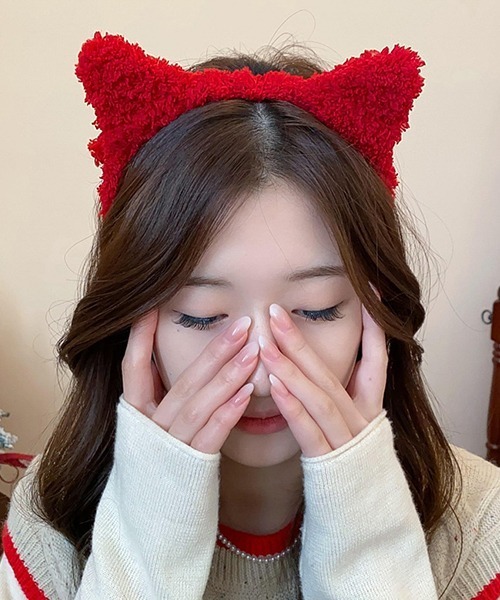 c.u.l(シーユーエル)の「ハロウィン ねこみみ もこもこ カチューシャ ヘアバンド cula1161(カチューシャ・レディース・ライトブラウン/ブラック/レッド・FREE)」の5枚目の写真