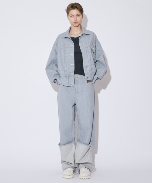 beautiful people（ビューティフルピープル）の「recycling denim     flip hem pants（デニムパンツ・レディース・サックスブルー・38/36/40/34）」の5枚目の写真