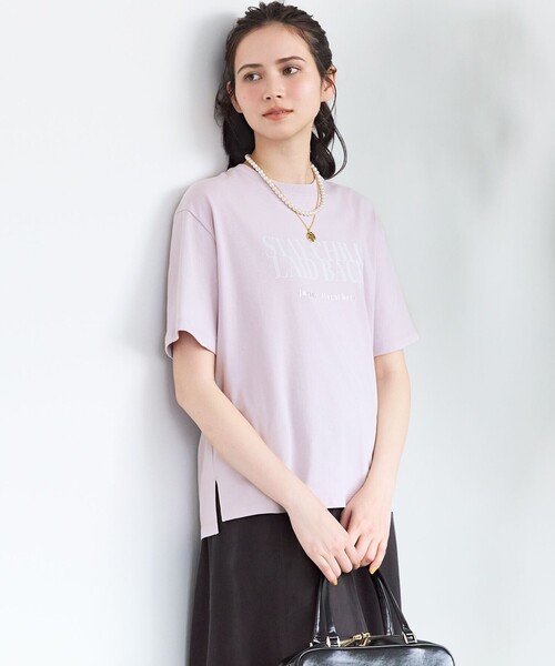 23区 S(ニジュウサンクチイサイサイズ)の「【SLOW/一部店舗限定】MVSコットン ロゴTシャツ(Tシャツ/カットソー・レディース・グレー系/ライラック系/ホワイト系/カーキ系・32)」の4枚目の写真