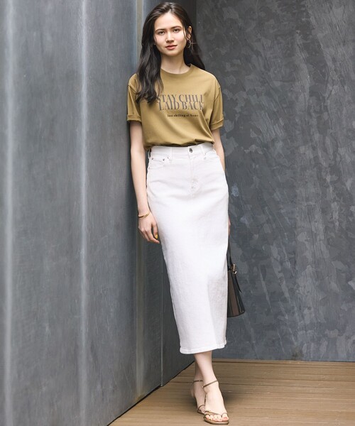 23区 S(ニジュウサンクチイサイサイズ)の「【SLOW/一部店舗限定】MVSコットン ロゴTシャツ(Tシャツ/カットソー・レディース・グレー系/ライラック系/ホワイト系/カーキ系・32)」の7枚目の写真