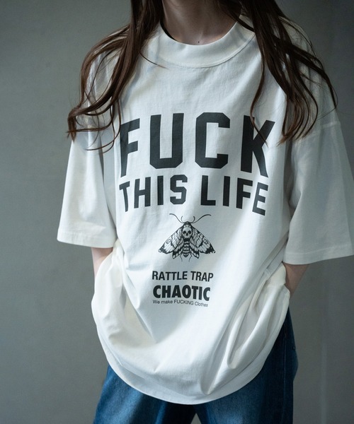 RATTLE TRAP(ラトルトラップ)の「【CHAOTIC】別注FUCK THIS LIFEプリントオーバーサイズTシャツ(Tシャツ/カットソー・メンズ・ブラック/ホワイト・M/L/LL)」の1枚目の写真