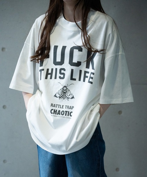 RATTLE TRAP(ラトルトラップ)の「【CHAOTIC】別注FUCK THIS LIFEプリントオーバーサイズTシャツ(Tシャツ/カットソー・メンズ・ブラック/ホワイト・M/L/LL)」の4枚目の写真
