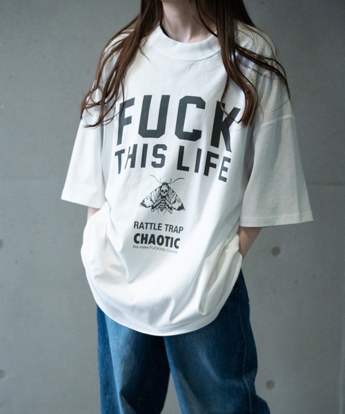 RATTLE TRAP(ラトルトラップ)の「【CHAOTIC】別注FUCK THIS LIFEプリントオーバーサイズTシャツ(Tシャツ/カットソー・メンズ・ブラック/ホワイト・M/L/LL)」の5枚目の写真