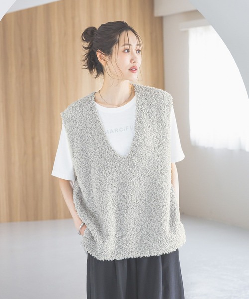 GLOBAL WORK（グローバルワーク）の「フェザータッチベストセットTシャツ/492319（ベスト・レディース・グレイッシュブルー/ライトグレー/アイボリー・MEDIUM/LARGE）」の7枚目の写真