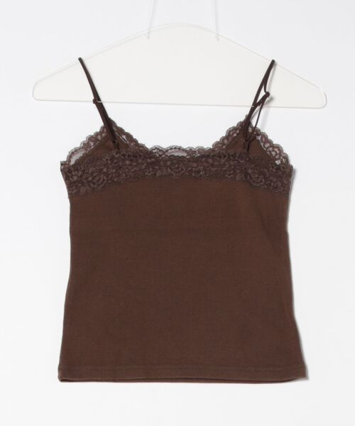 MOUSSY（マウジー）の「FADED LACE キャミトップス（キャミソール・レディース・オフホワイト/ライトブラック/ブラウン・FREE）」の4枚目の写真