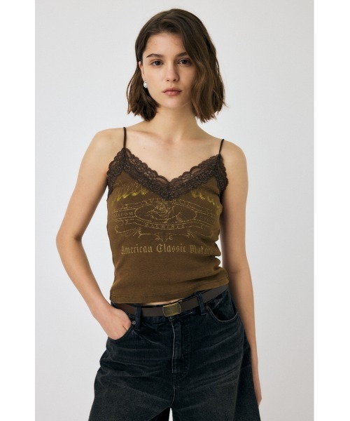 MOUSSY（マウジー）の「FADED LACE キャミトップス（キャミソール・レディース・オフホワイト/ライトブラック/ブラウン・FREE）」の3枚目の写真