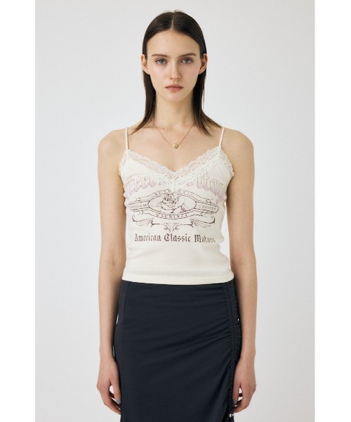 MOUSSY（マウジー）の「FADED LACE キャミトップス（キャミソール・レディース・オフホワイト/ライトブラック/ブラウン・FREE）」の6枚目の写真