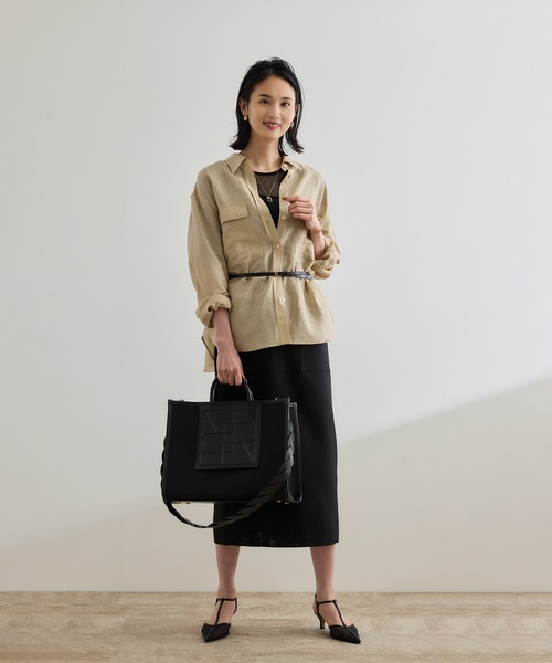 ROPE'（ロペ）の「ブライトリネン フラップシャツブラウス/洗える（シャツ/ブラウス・レディース・ベージュ/ピンク・FREE）」の8枚目の写真