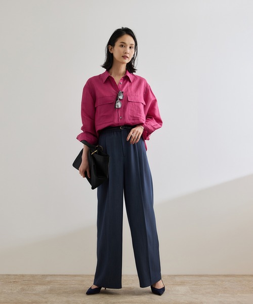 ROPE'（ロペ）の「ブライトリネン フラップシャツブラウス/洗える（シャツ/ブラウス・レディース・ベージュ/ピンク・FREE）」の22枚目の写真