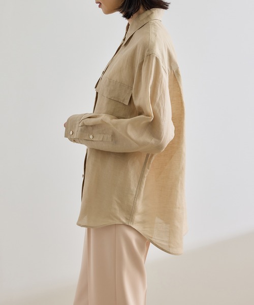 ROPE'（ロペ）の「ブライトリネン フラップシャツブラウス/洗える（シャツ/ブラウス・レディース・ベージュ/ピンク・FREE）」の17枚目の写真