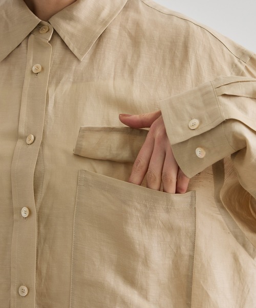 ROPE'（ロペ）の「ブライトリネン フラップシャツブラウス/洗える（シャツ/ブラウス・レディース・ベージュ/ピンク・FREE）」の14枚目の写真