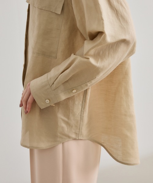 ROPE'（ロペ）の「ブライトリネン フラップシャツブラウス/洗える（シャツ/ブラウス・レディース・ベージュ/ピンク・FREE）」の13枚目の写真