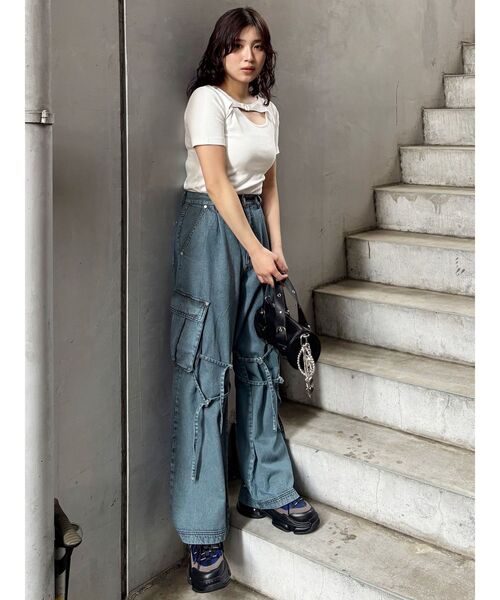 MURUA（ムルーア）の「フロントパーツレイヤードトップス（Tシャツ/カットソー・レディース・ブラック/オレンジ/ホワイト・FREE）」の14枚目の写真