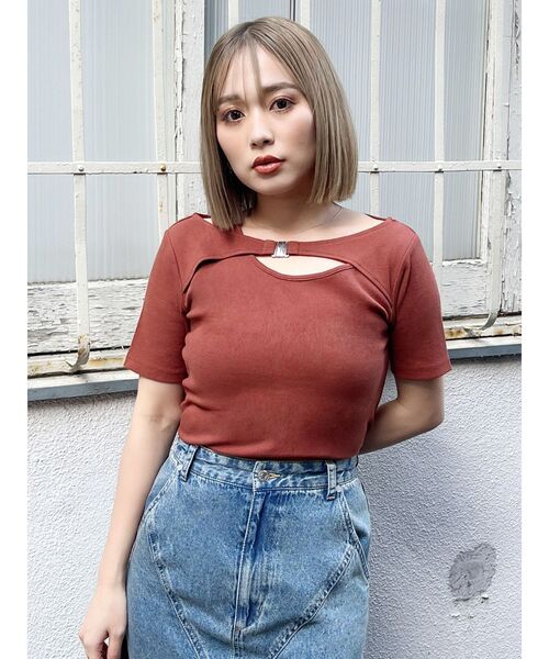 MURUA（ムルーア）の「フロントパーツレイヤードトップス（Tシャツ/カットソー・レディース・ブラック/オレンジ/ホワイト・FREE）」の17枚目の写真