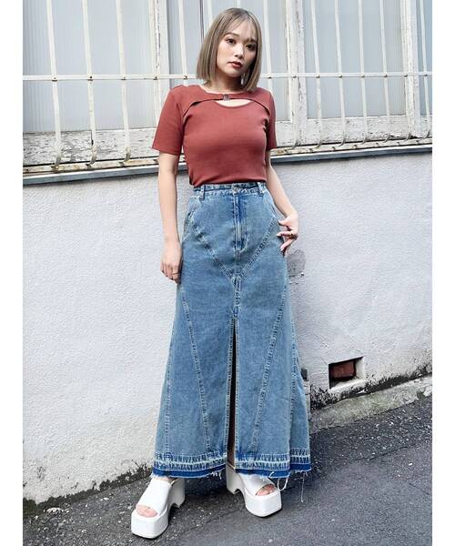 MURUA（ムルーア）の「フロントパーツレイヤードトップス（Tシャツ/カットソー・レディース・ブラック/オレンジ/ホワイト・FREE）」の20枚目の写真