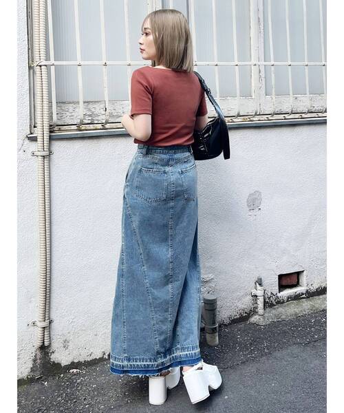 MURUA（ムルーア）の「フロントパーツレイヤードトップス（Tシャツ/カットソー・レディース・ブラック/オレンジ/ホワイト・FREE）」の21枚目の写真