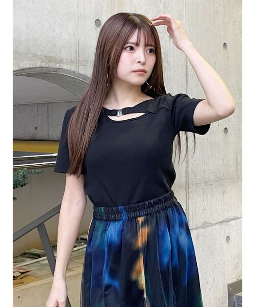 MURUA（ムルーア）の「フロントパーツレイヤードトップス（Tシャツ/カットソー・レディース・ブラック/オレンジ/ホワイト・FREE）」の22枚目の写真