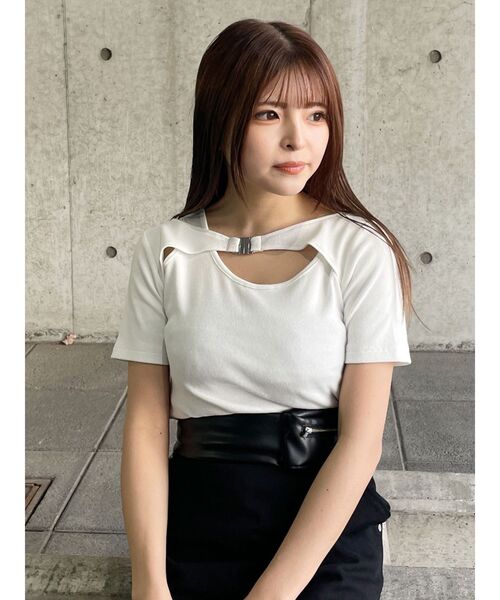 MURUA(ムルーア)の「フロントパーツレイヤードトップス(Tシャツ/カットソー・レディース・ブラック/オレンジ/ホワイト・FREE)」の15枚目の写真