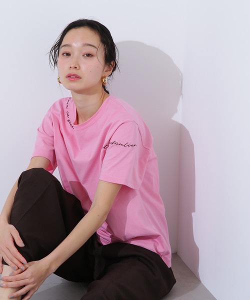 N.(N. Natural Beauty Basic)(エヌエヌナチュラルビューティーベーシック)の「ロゴ刺繍カットソー(Tシャツ/カットソー・レディース・ピンク/オフホワイト/チャコールグレー・MEDIUM)」の3枚目の写真