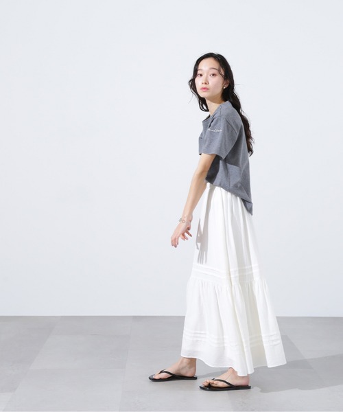N.(N. Natural Beauty Basic)(エヌエヌナチュラルビューティーベーシック)の「ロゴ刺繍カットソー(Tシャツ/カットソー・レディース・ピンク/オフホワイト/チャコールグレー・MEDIUM)」の12枚目の写真