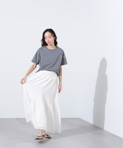 N.(N. Natural Beauty Basic)(エヌエヌナチュラルビューティーベーシック)の「ロゴ刺繍カットソー(Tシャツ/カットソー・レディース・ピンク/オフホワイト/チャコールグレー・MEDIUM)」の13枚目の写真