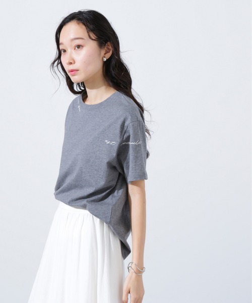 N.(N. Natural Beauty Basic)(エヌエヌナチュラルビューティーベーシック)の「ロゴ刺繍カットソー(Tシャツ/カットソー・レディース・ピンク/オフホワイト/チャコールグレー・MEDIUM)」の14枚目の写真