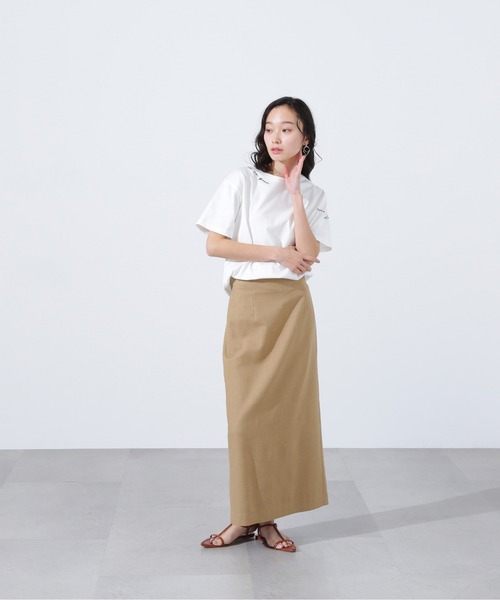 N.(N. Natural Beauty Basic)(エヌエヌナチュラルビューティーベーシック)の「ロゴ刺繍カットソー(Tシャツ/カットソー・レディース・ピンク/オフホワイト/チャコールグレー・MEDIUM)」の5枚目の写真