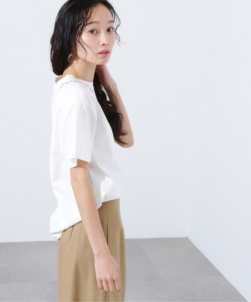 N.(N. Natural Beauty Basic)(エヌエヌナチュラルビューティーベーシック)の「ロゴ刺繍カットソー(Tシャツ/カットソー・レディース・ピンク/オフホワイト/チャコールグレー・MEDIUM)」の7枚目の写真