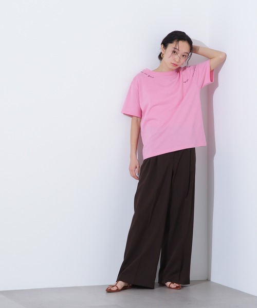 N.(N. Natural Beauty Basic)(エヌエヌナチュラルビューティーベーシック)の「ロゴ刺繍カットソー(Tシャツ/カットソー・レディース・ピンク/オフホワイト/チャコールグレー・MEDIUM)」の19枚目の写真