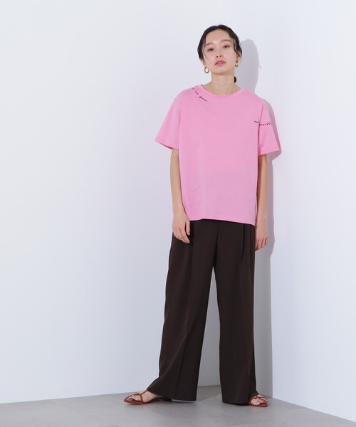 N.(N. Natural Beauty Basic)(エヌエヌナチュラルビューティーベーシック)の「ロゴ刺繍カットソー(Tシャツ/カットソー・レディース・ピンク/オフホワイト/チャコールグレー・MEDIUM)」の20枚目の写真